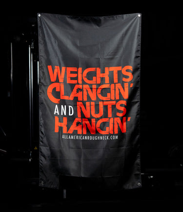 Weights Clangin' Nuts Hangin' Banner Flag